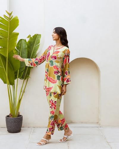 Kalaanj Ethnic Co Ord Set | Casual Wear Pant Top Set | Fancy Co-Ord Set | Full Pair Set | Kurta Sets Kurtis | Kurta Pant Setkals