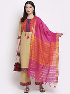 Anni Designer Women'S Cotton Straight Kurta With Palazzo & Dupatta (Kpzd-Cot-10013-Beige)