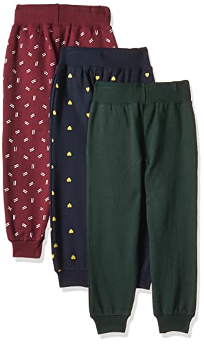 T2F Girls Regular Fit Printed Cotton Joggers Track Pants (Pack of 3)