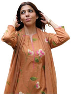 ANNI Designer Womens Viscose Printed Straight Kurta with Pant and Dupatta (LAKYA Orange_XL_Orange_X-Large)