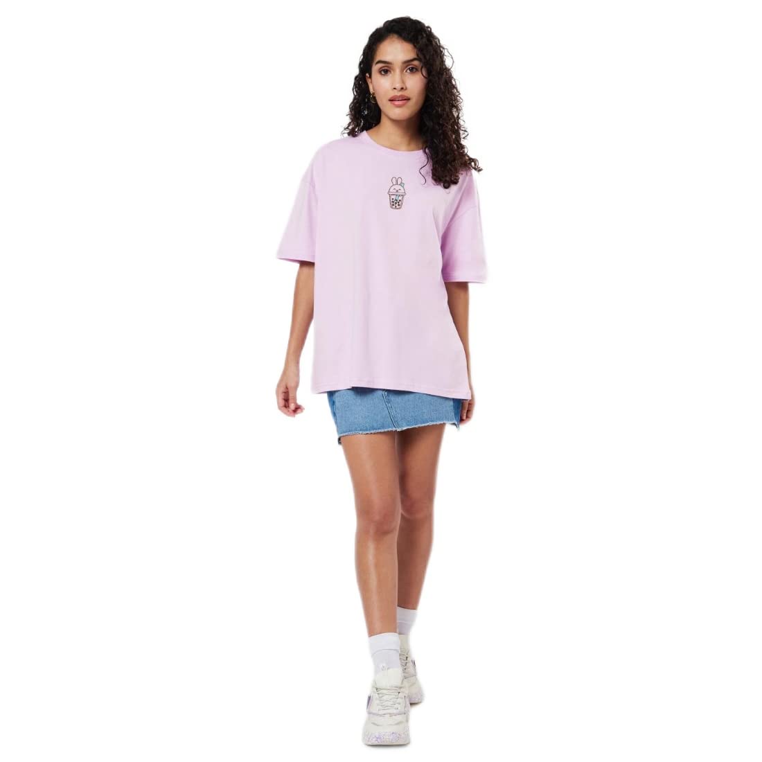 Bewakoof Women Graphic Print Purple Half Sleeve Crew Neck T-Shirt