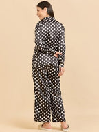 Sweet Dreams Women Printed Front Open Pyjama Set Black