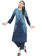 Ketch Polyester Womens Kurta With Palazzo (Khk3000458_Navy Blue