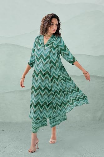 Toochki Dress For Women | Two Piece Dress For Women Long | Dress | Maxi Dress For Women | Dresses | Zig Zag Printed Dress | Cott