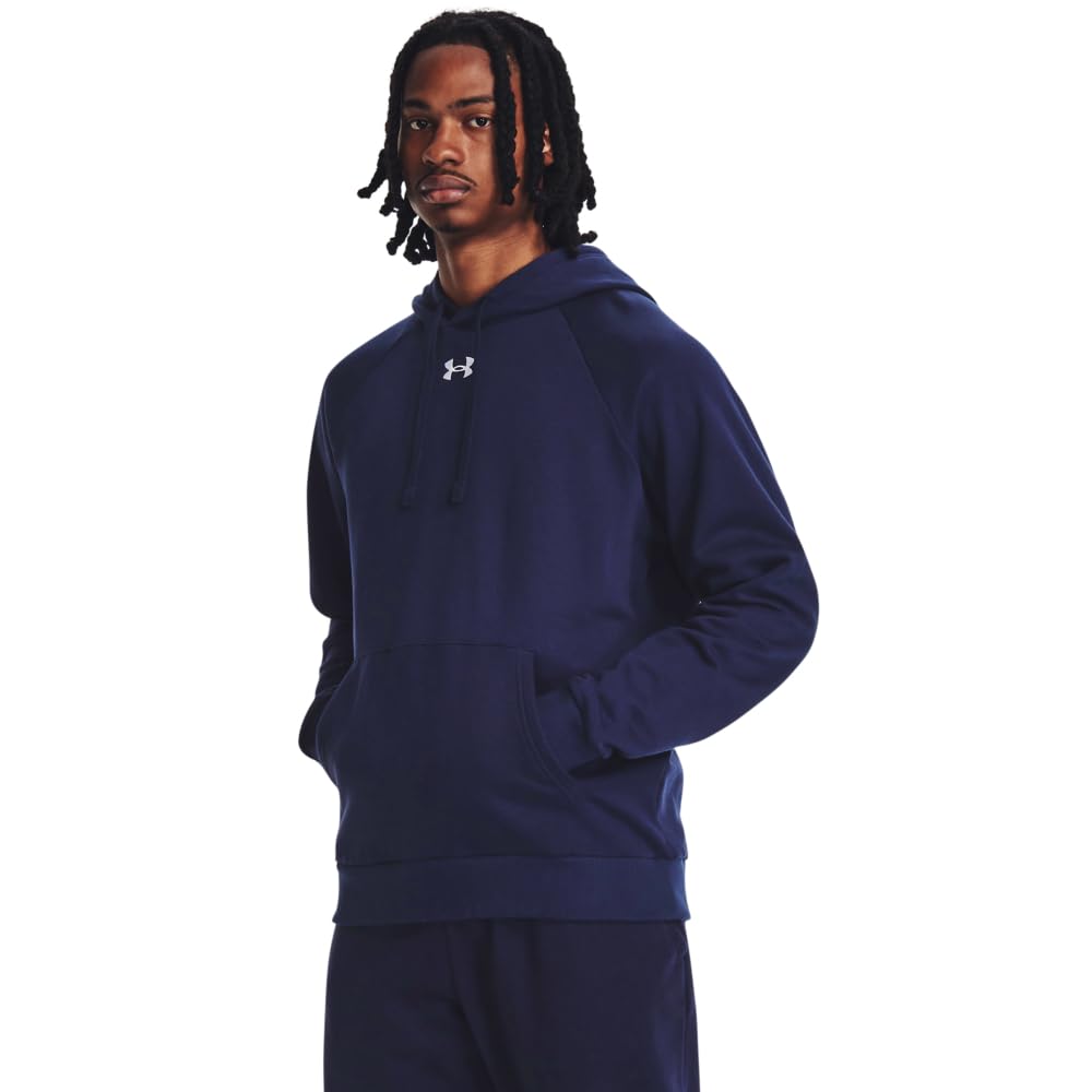 Under Armour Men's Rival Fleece Hoodie, (410) Midnight Navy / / White, X-Large