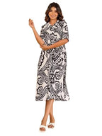 Leriya Fashion Women Rayon Below The Knee Western Casual Dress(LF-WD1193-01_Black_L)