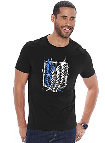 ADRO Mens Attack on Titan Cotton T-Shirt (RN22-03-WINN-BL_Black_L)