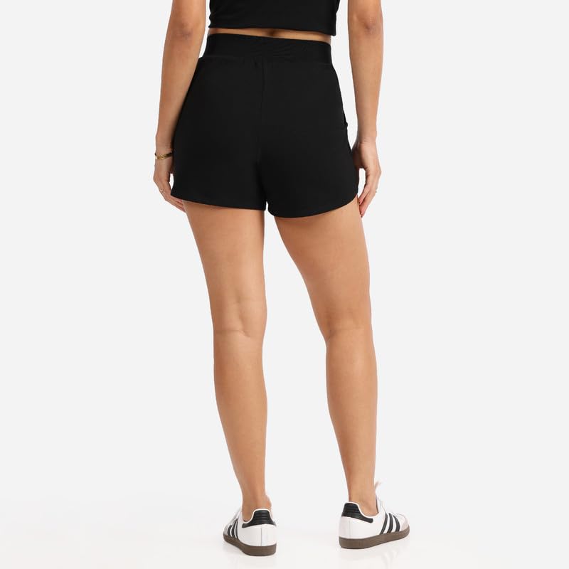 BlissClub Groove-in Cotton Shorts | Cotton Shorts | Side Pockets | Stretchy |Curved Hem