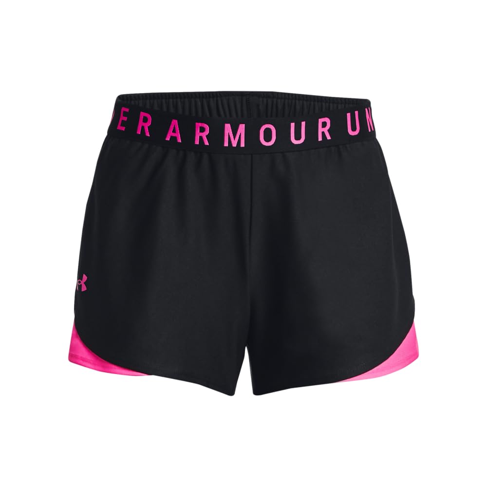 Under Armour Womens Play Up 3.0 Shorts, (057) Black/Rebel Pink/Rebel Pink, X-Large