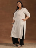 Extra Love By Libas Women'S Rayon Blend Yoke Design Straight Kurta (25411_Cream_4Xl)
