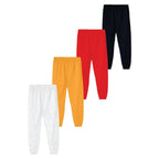 Kyda Kids Boys Mid Rise 100% Pure Cotton Printed Regular Fit Track Pants (Pack Of 4)