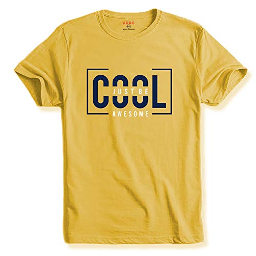 ADRO Just Be Cool Design Printed T-Shirts for Men & Women (RNR-S35-JBA-LY_Light Yellow_XL)
