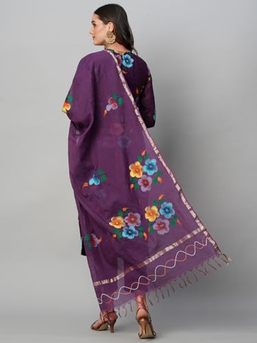 ANNI DESIGNER Womens Cotton Blend Straight Printed Kurta with Pant & Dupatta (Tank Violet_XXL_Violet_XX-Large)