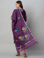 ANNI DESIGNER Womens Cotton Blend Straight Printed Kurta with Pant & Dupatta (Tank Violet_XXL_Violet_XX-Large)