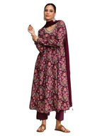 Varanga Ethnic Printed V Neck Chudidar Sleeve Anarkali With Trouser & Dupatta