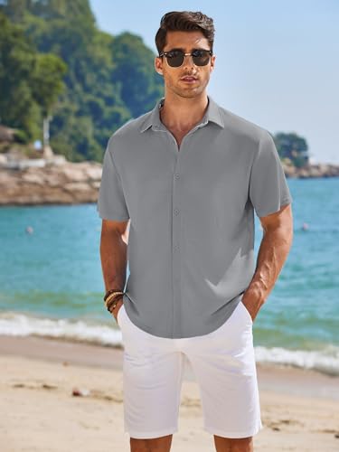 Cb-Colebrook MenS Waffle Knit Textured Button-Down Wrinkle Free Casual Shirts