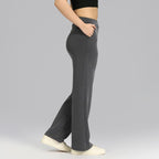 BlissClub Womens BareButter Straight Pants, High Rise, Straight fit,Pockets, Comfortable Waistband,Regular Variant Below 54