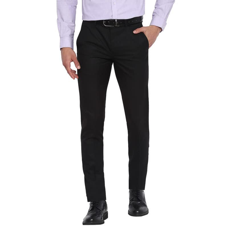 Turtle Men Black Ultra Slim Fit Solid Trousers