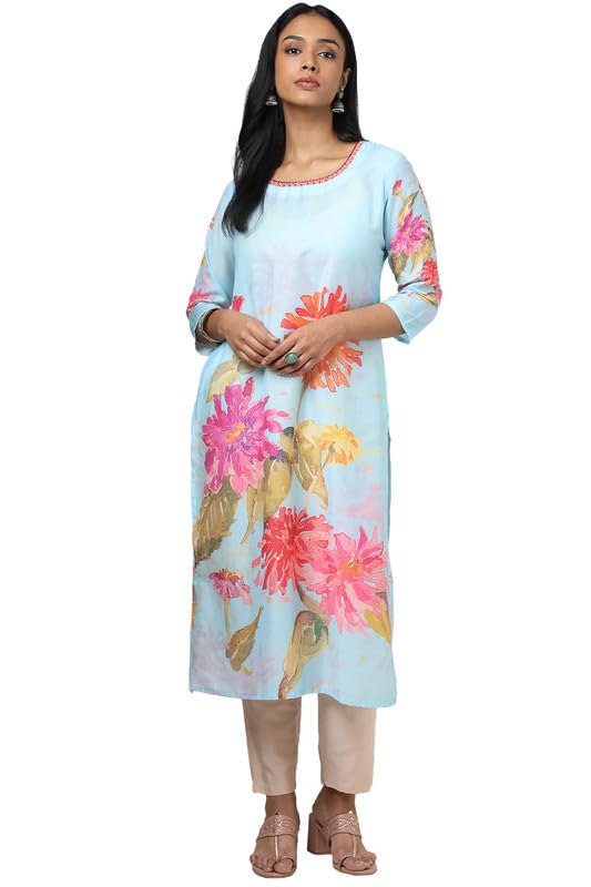 Soch Women Muslin Floral Print Kurta with Mirror Work