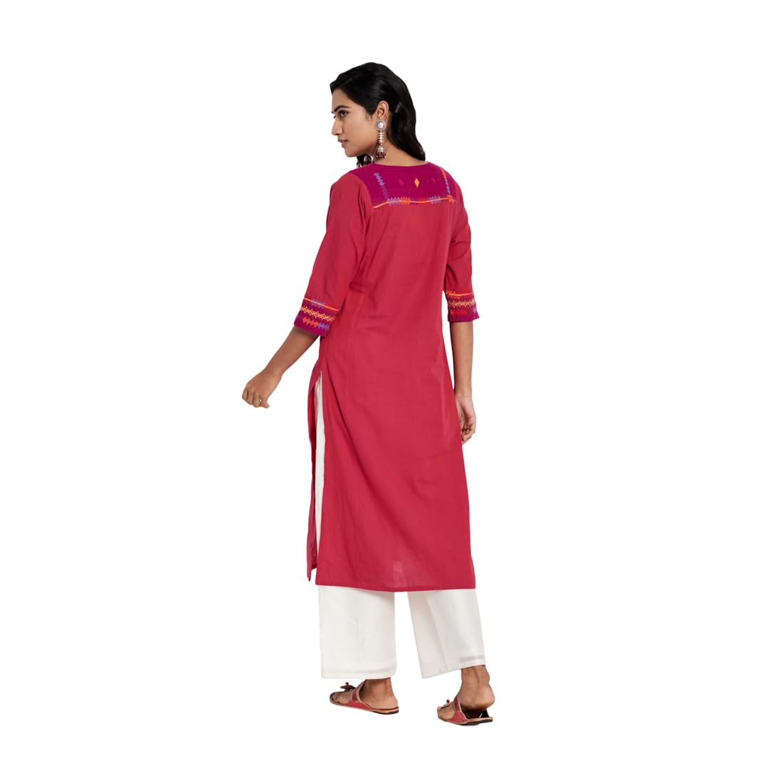 Fabindia Women'S Cotton Regular Fit Kurta (202617401_Fuschia, Pink