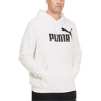 PUMA mens Essentials Big Logo Fleece Hoodie Hooded Sweatshirt, White, Large US