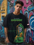 Bewakoof Official Marvel Merchandise Doom Mens Graphic Print Oversized Fit Half Sleeve Round Neck Cotton Jersey T-Shirt_648705_
