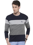 ADRO Men's Stylish Cotton Full Sleeve T-Shirt (FR3-M-4ST-NB_Navy_XL)