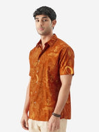 The Souled Store Tropical Beat Men And Boys Short Sleeve Collared Neck Regular Fit Button Down Orange Printed Shirts