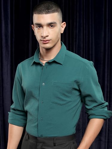 Ketch MenS Slim Fit Shirt (Khsh001844_Teal