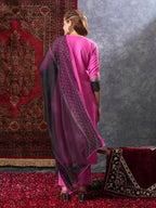 ANNI DESIGNER Womens Rayon Blend Straight Printed Kurta with Pant & Dupatta (Radhani Pink-VKS02_XL_Pink_X-Large)