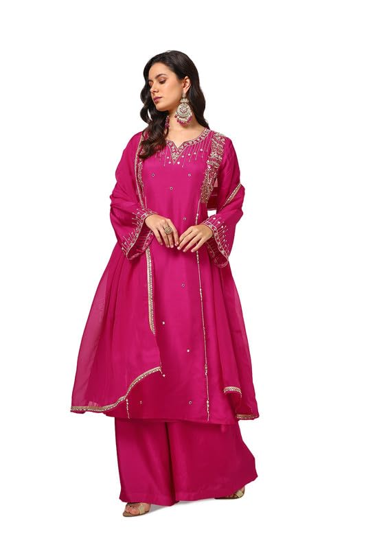Soch Women Dupion Silk Suit Set with Mirror Work
