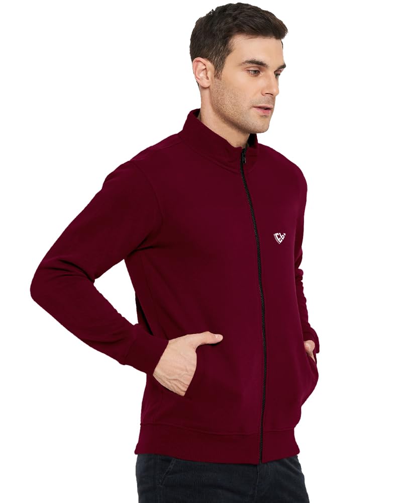 Eyebogler Mens Henley Neck Full Sleeves Regular Fit Solid Jacket
