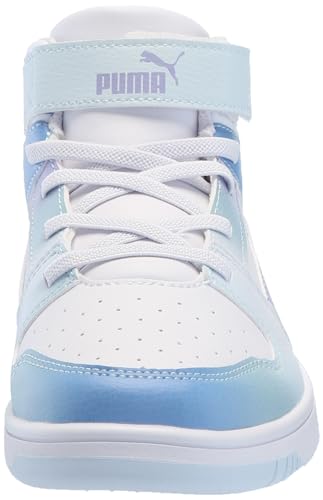 PUMA Kids Rebound Layup Mid Hook and Loop Sneaker, White-Vivid Violet-Turquoise Surf, 5 US Unisex Toddler