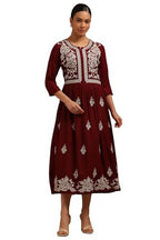 Soch Women Rayon Embroidered Dress with Thread Work