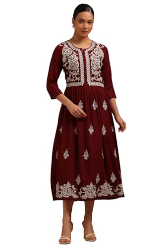 Soch Women Rayon Embroidered Dress with Thread Work