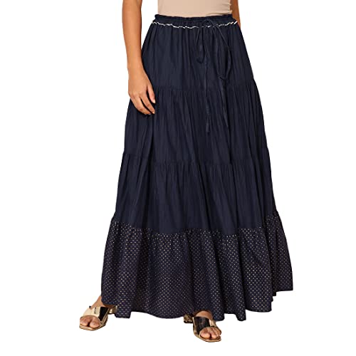 Fabindia Blue Cotton Printed Ghera Skirt