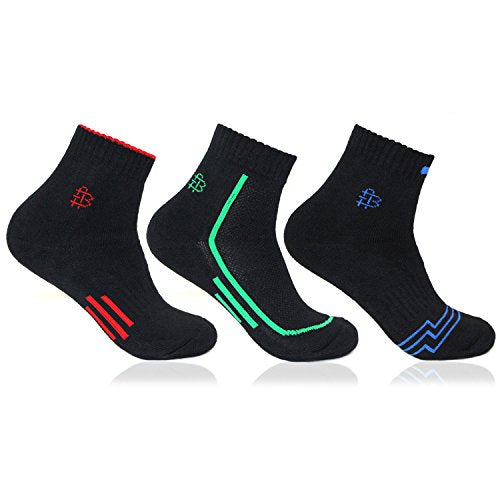 Bonjour MenS Black Ankle Length Sports 3 Pair Socks(Bro7004Ank-Po3_Black)