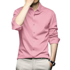 Deelmo Combo Of MenS Stylish Solid Satin Casual Shirt For Men Full Sleeves| Poly Satin Silk Shirt Pack Of 2 Light Pink-Black