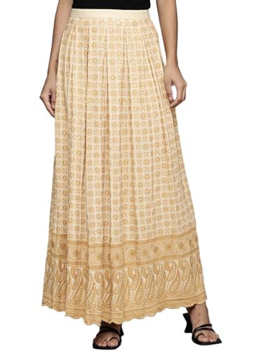 Libas Rayon Blend Classic Skirts Gold
