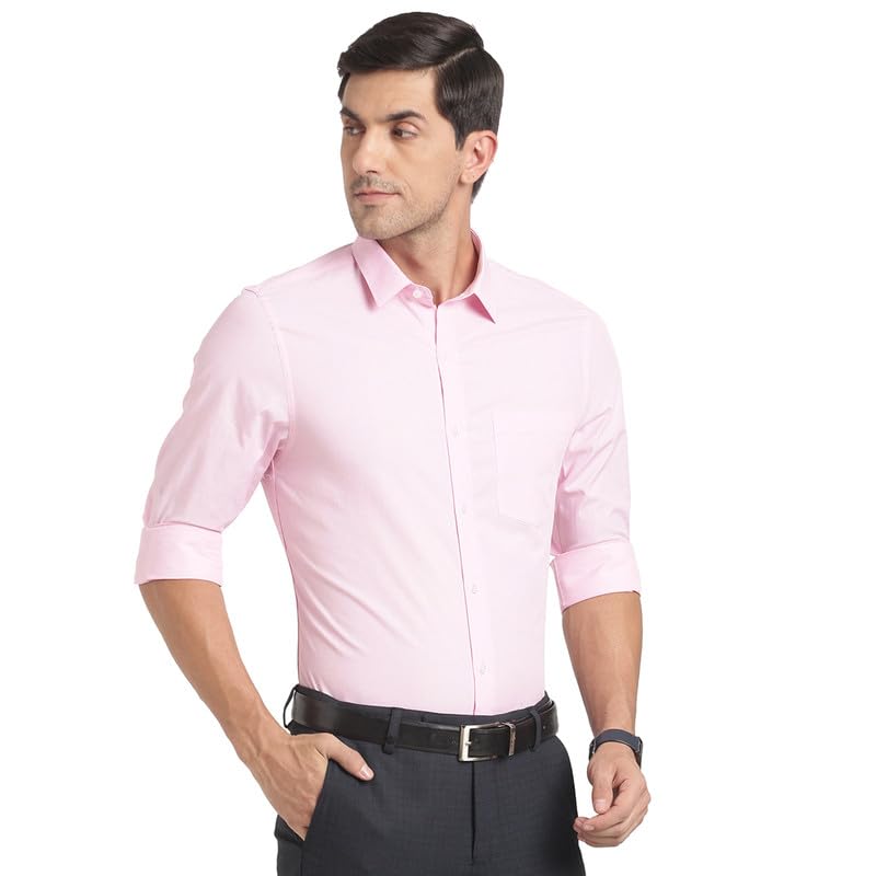 Turtle Men Pure Cotton Solid Slim Fit Formal Shirts Pink