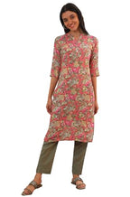 Aurelia Women'S Pink Floral Printed Modal Straight Kurta (Size: M)-A15698-508944