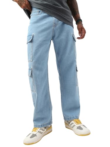 Bewakoof Mens Washed Straight Fit Cotton Jeans_654891_Blue_28