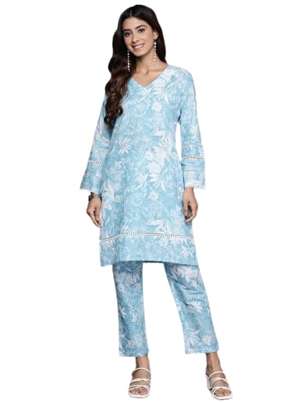 Varanga Women Blue Floral Printed Coords