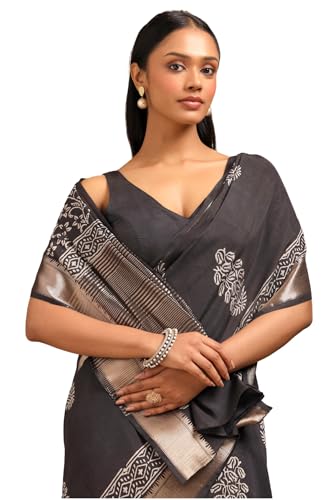 Soch Women Viscose Block Print Saree