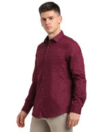 Turtle Men Cotton Linen Slim Fit Formal Shirt Maroon