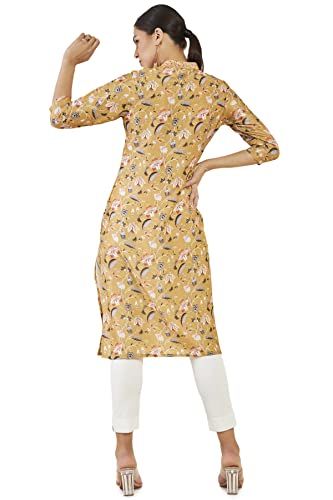 Soch Women Yellow Crepe Printed Kurta