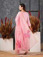 ANNI DESIGNER Womens Cotton Blend Anarkali Solid Kurta with Pant & Dupatta (Saniba Baby Pink_XL_Baby Pink_X-Large)