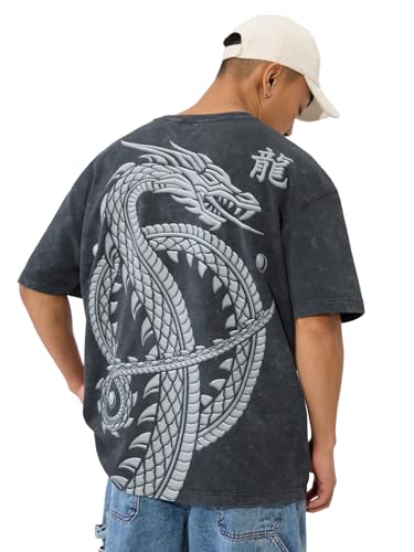 The Souled Store Official House Of Dragon Originals: Logo Oversized T-Shirt For Men Boys Cotton Casual Half Sleeves Baggy Loose 