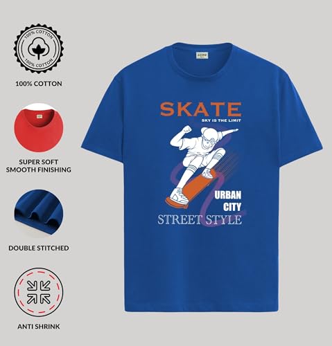 ADRO T Shirts for Boys & Girls | Skate Street Style Printed T-Shirt | Ages 3-14 | 100% Cotton Round Neck Tshirt for Boys |KRN-L2