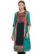 W For Woman Pleated Kurta (17Aus11540-65668_Everglade_16)